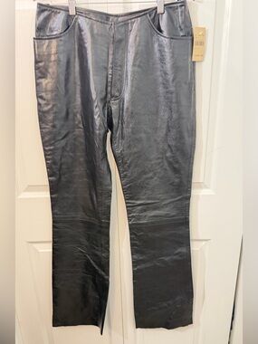 Vintage Wilsons Leather Maxima Black Genuine Leather Pants Womens 12 NWT Y2K
